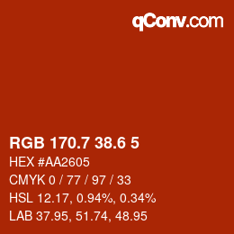 カラーコード: RGB 170.7 38.6 5 | qconv.com