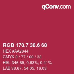 カラーコード: RGB 170.7 38.6 68 | qconv.com