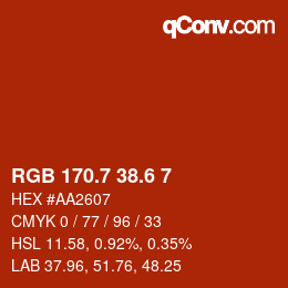 カラーコード: RGB 170.7 38.6 7 | qconv.com