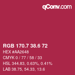 カラーコード: RGB 170.7 38.6 72 | qconv.com