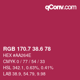 カラーコード: RGB 170.7 38.6 78 | qconv.com