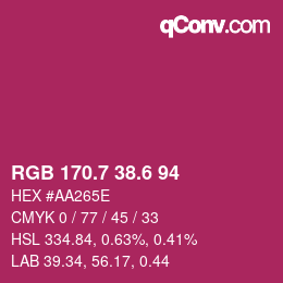 カラーコード: RGB 170.7 38.6 94 | qconv.com