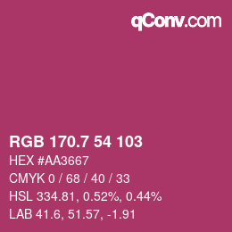 カラーコード: RGB 170.7 54 103 | qconv.com