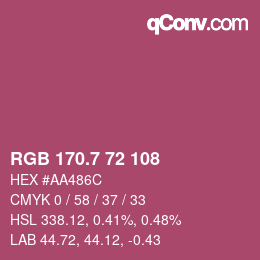 カラーコード: RGB 170.7 72 108 | qconv.com