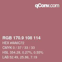 Color code: RGB 170.9 108 114 | qconv.com