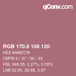 カラーコード: RGB 170.9 108 120 | qconv.com