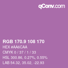 カラーコード: RGB 170.9 108 170 | qconv.com