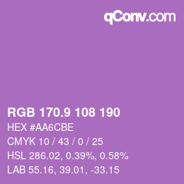 カラーコード: RGB 170.9 108 190 | qconv.com