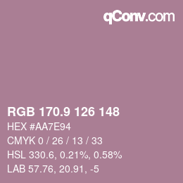 Color code: RGB 170.9 126 148 | qconv.com