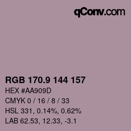 Color code: RGB 170.9 144 157 | qconv.com