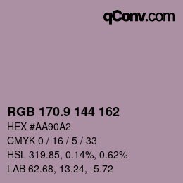 Color code: RGB 170.9 144 162 | qconv.com