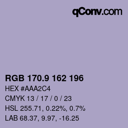 Color code: RGB 170.9 162 196 | qconv.com