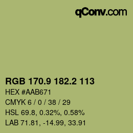 Color code: RGB 170.9 182.2 113 | qconv.com
