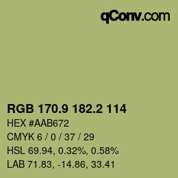 カラーコード: RGB 170.9 182.2 114 | qconv.com