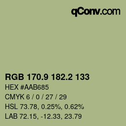 Color code: RGB 170.9 182.2 133 | qconv.com