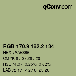 Color code: RGB 170.9 182.2 134 | qconv.com