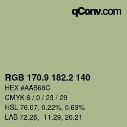 Color code: RGB 170.9 182.2 140 | qconv.com