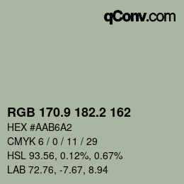 Farbcode: RGB 170.9 182.2 162 | qconv.com