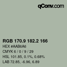 Color code: RGB 170.9 182.2 166 | qconv.com