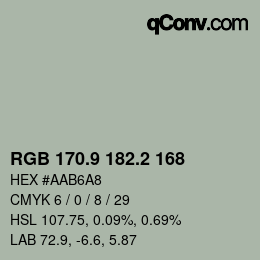 Color code: RGB 170.9 182.2 168 | qconv.com