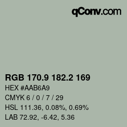 Color code: RGB 170.9 182.2 169 | qconv.com