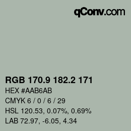 Color code: RGB 170.9 182.2 171 | qconv.com