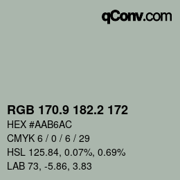 Color code: RGB 170.9 182.2 172 | qconv.com