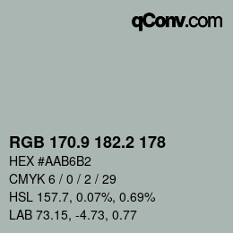 Color code: RGB 170.9 182.2 178 | qconv.com