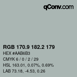Color code: RGB 170.9 182.2 179 | qconv.com