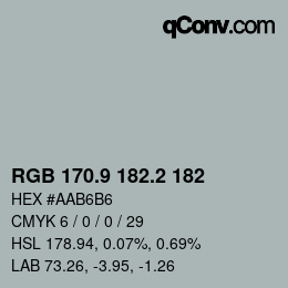 Color code: RGB 170.9 182.2 182 | qconv.com