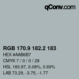 Color code: RGB 170.9 182.2 183 | qconv.com