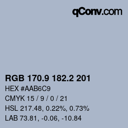 Color code: RGB 170.9 182.2 201 | qconv.com