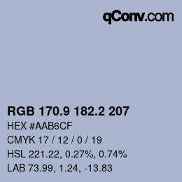 Color code: RGB 170.9 182.2 207 | qconv.com
