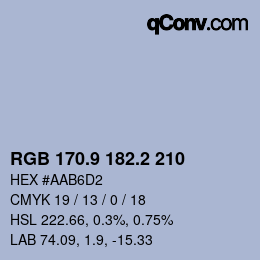 Color code: RGB 170.9 182.2 210 | qconv.com