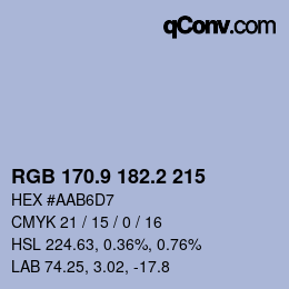 Color code: RGB 170.9 182.2 215 | qconv.com