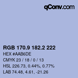 Color code: RGB 170.9 182.2 222 | qconv.com