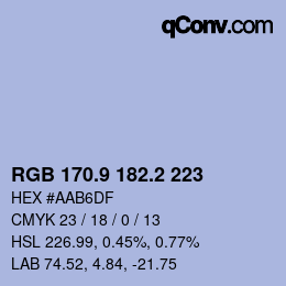 Color code: RGB 170.9 182.2 223 | qconv.com