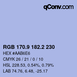 Color code: RGB 170.9 182.2 230 | qconv.com