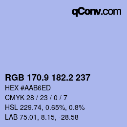 Color code: RGB 170.9 182.2 237 | qconv.com