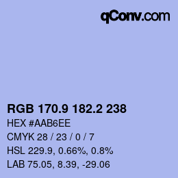 Color code: RGB 170.9 182.2 238 | qconv.com
