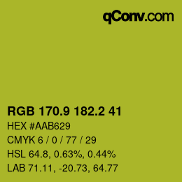カラーコード: RGB 170.9 182.2 41 | qconv.com
