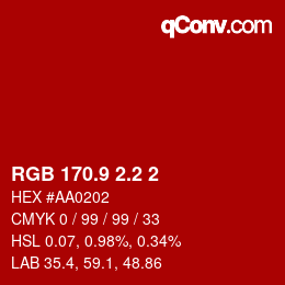 カラーコード: RGB 170.9 2.2 2 | qconv.com