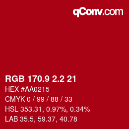 カラーコード: RGB 170.9 2.2 21 | qconv.com