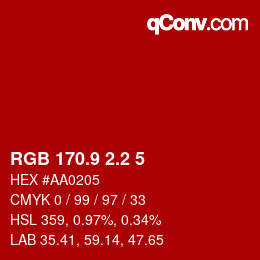 カラーコード: RGB 170.9 2.2 5 | qconv.com