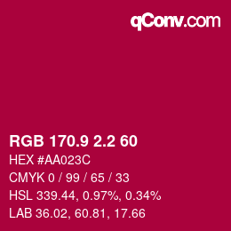カラーコード: RGB 170.9 2.2 60 | qconv.com