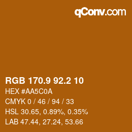 カラーコード: RGB 170.9 92.2 10 | qconv.com