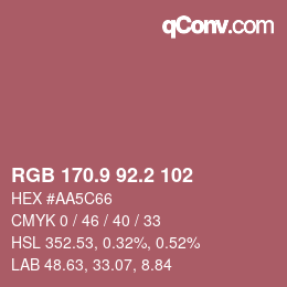 カラーコード: RGB 170.9 92.2 102 | qconv.com