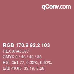 カラーコード: RGB 170.9 92.2 103 | qconv.com