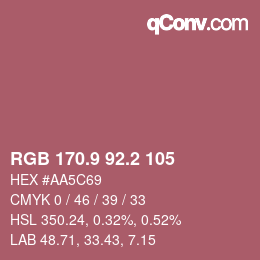 カラーコード: RGB 170.9 92.2 105 | qconv.com
