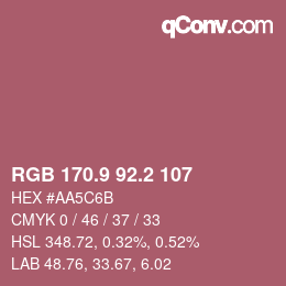 カラーコード: RGB 170.9 92.2 107 | qconv.com